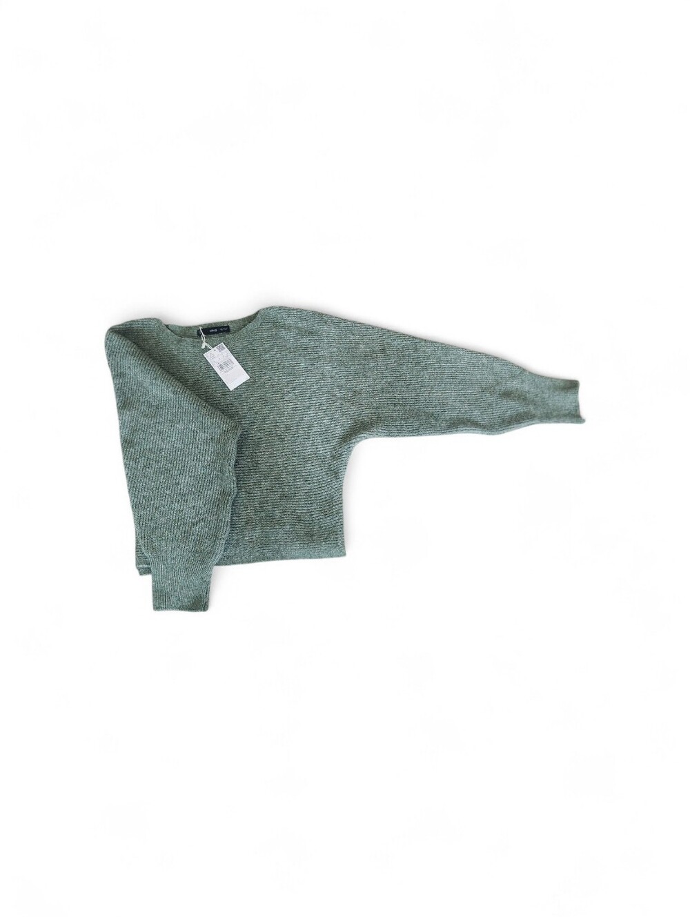 Mango Sage Green Knit Sweater Fits XS-SM Batwing Dolman Sleeve - Picture 7 of 7